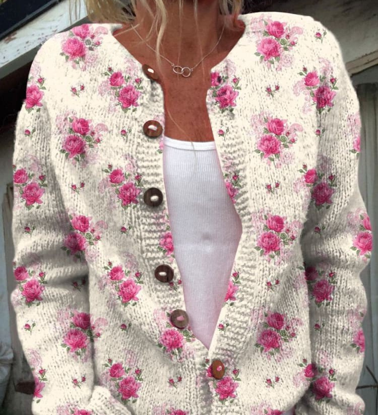 Valerie - Watercolour Rose Cardigan