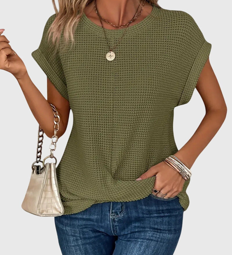 Isa - Elegant Blouse with Crew Neck