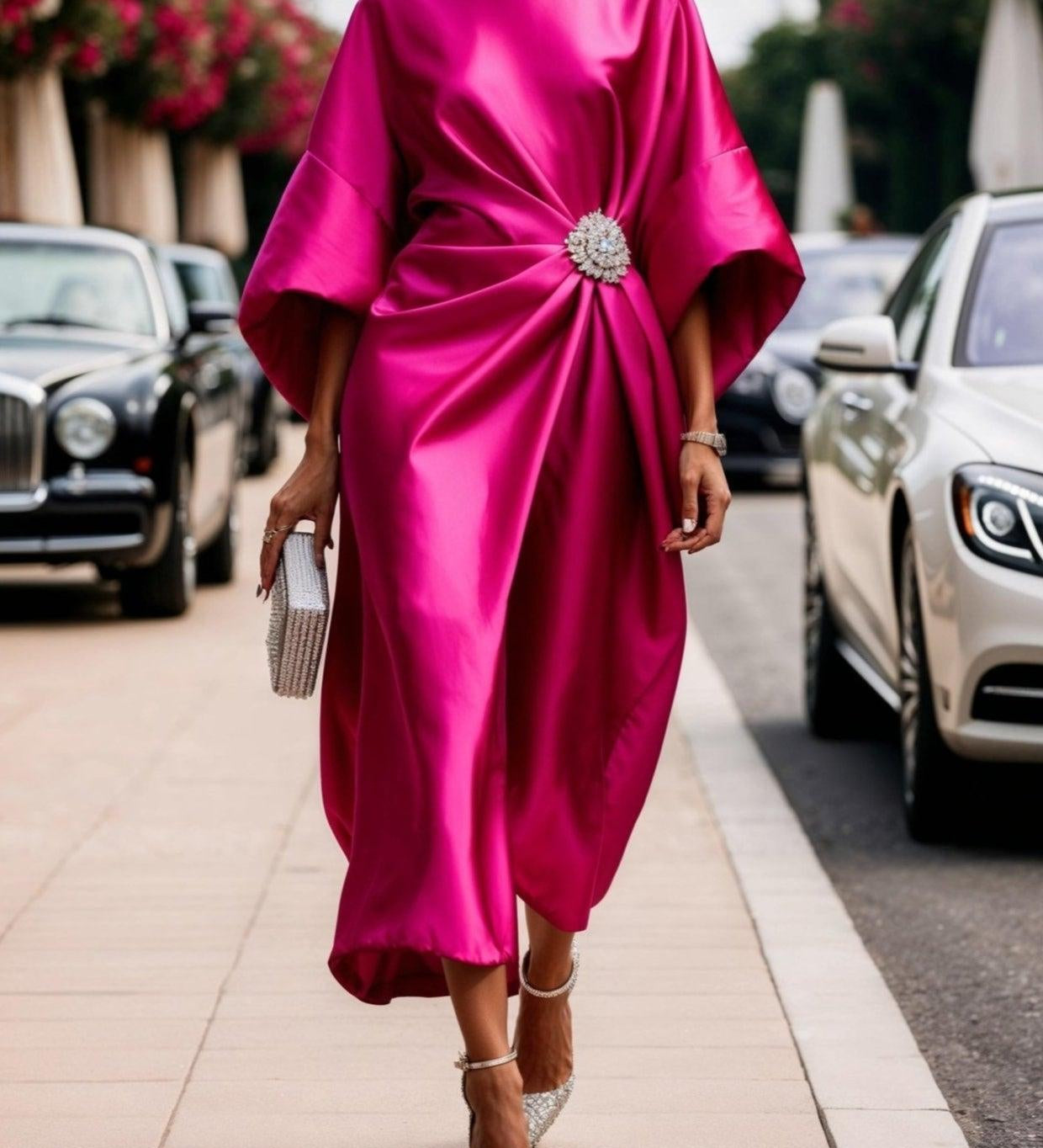 Elena - Luxe Shimmer Satin Long Dress