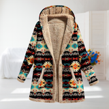 Petronilla - Multicoloured Aztec Print Fleece-Lined Coat