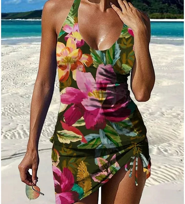 Faith - Floral Graphic Tankini with Shorts, Tummy Control Effect