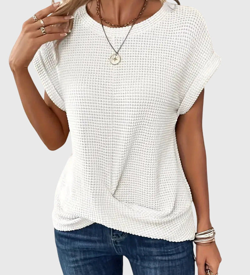 Isa - Elegant Blouse with Crew Neck
