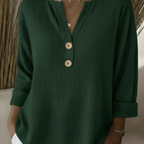 Lucía | T-shirt Henley à Texture Gofrée avec Boutons