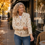 Joyce - Cream Floral Zip-Up Cardigan