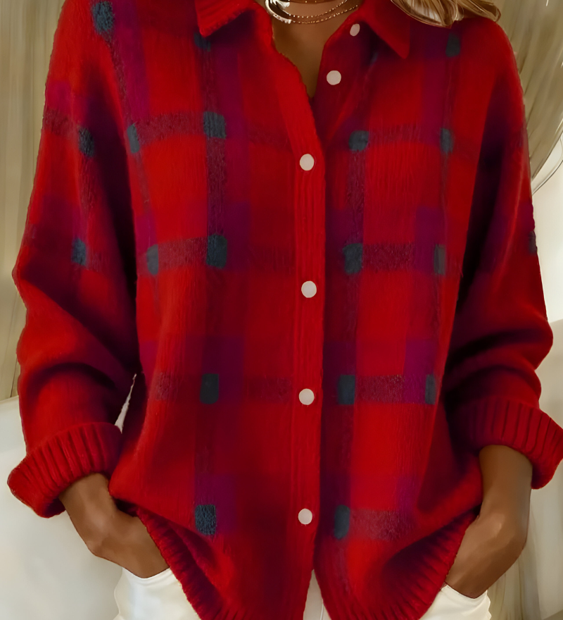Candela | Veste en Tricot à Carreaux