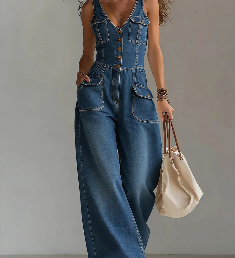 Sophie - Casual Denim Wide Jumpsuit