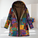 Rosalind - Multicoloured Patchwork Fleece-Lined Coat