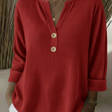 Lucía | T-shirt Henley à Texture Gofrée avec Boutons
