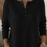 Helena | Pull en Tricot avec Boutons Henley