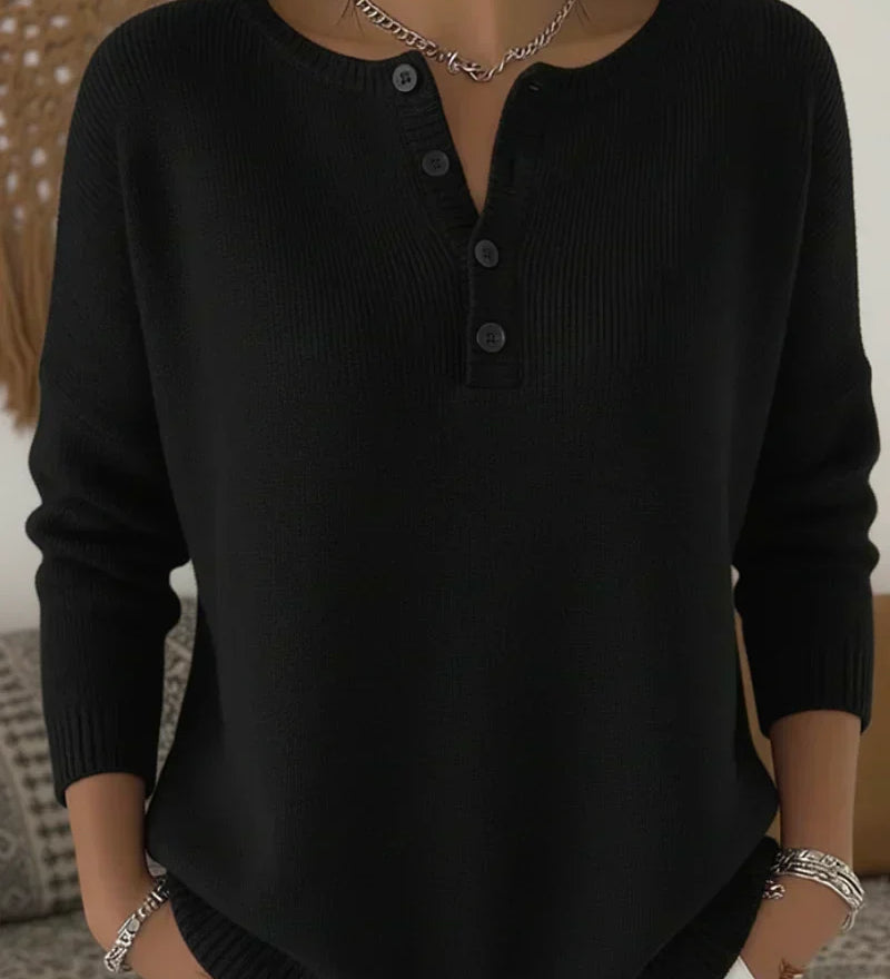 Helena | Pull en Tricot avec Boutons Henley