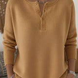 Helena | Pull en Tricot avec Boutons Henley