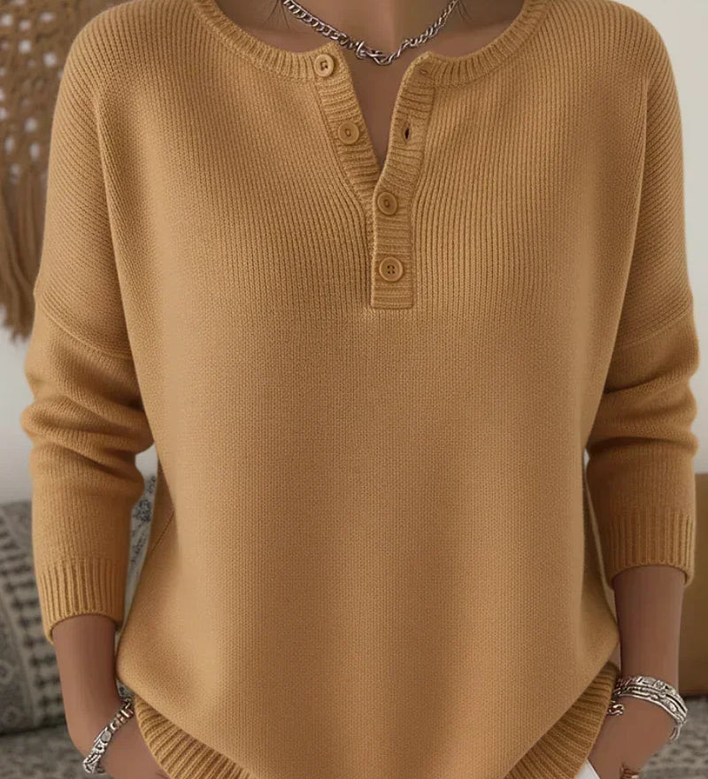 Helena | Pull en Tricot avec Boutons Henley