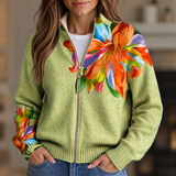 Colleen - Bright Tropical Floral Zip-Up Cardigan