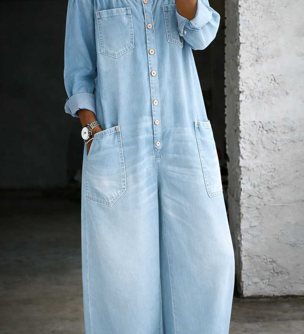Helena - Long Sleeve Jumpsuit with Exposed Shoulders