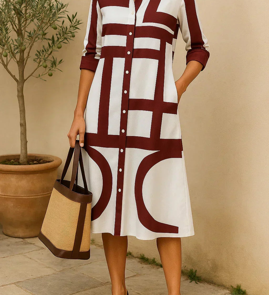 Axis - Shirt Dress with Geometric Print