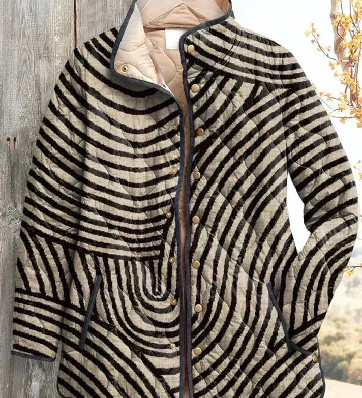 Emily - Cream and Black Zebra Quilted Jacket