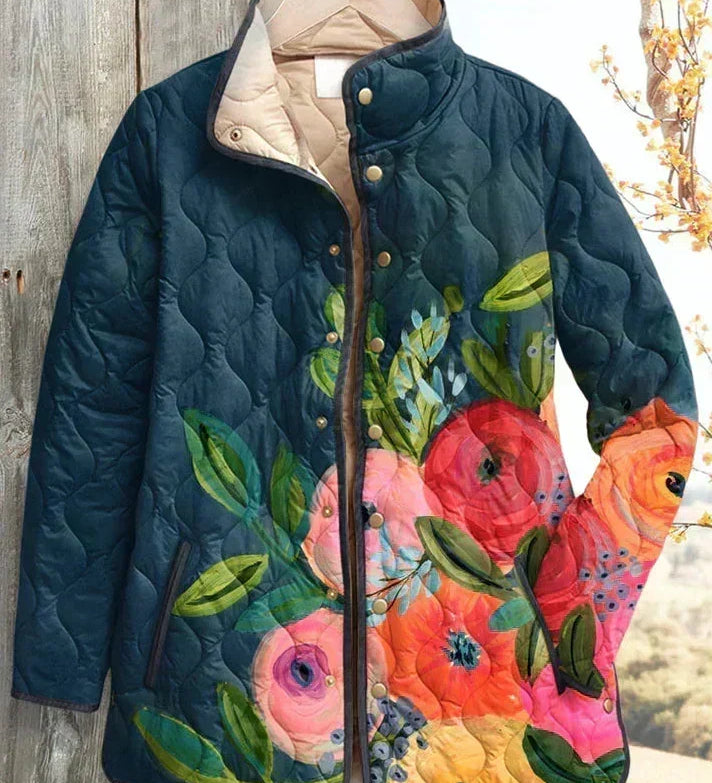 Felicity - Teal Floral Quilted Jacket
