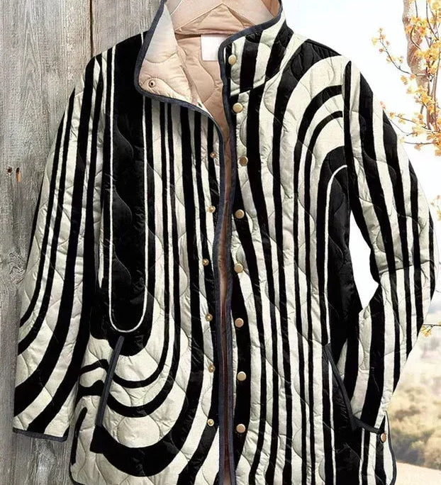 Philippa - Black and White Swirl Quilted Jacket