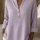 Lucía | T-shirt Henley à Texture Gofrée avec Boutons