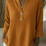Lucía | T-shirt Henley à Texture Gofrée avec Boutons