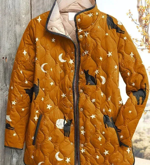 Claudia - Amber Celestial Cat Quilted Jacket