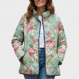 Juliet - Sage Floral Diamond Quilted Jacket