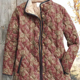 Stephanie - Deep Dusty Rose Floral Quilted Jacket