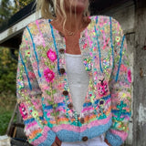 Camilla - Pastel Floral Print Button Cardigan