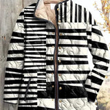 Adelaide - Black and White Striped Quilted Jacket