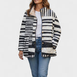 Adelaide - Black and White Striped Quilted Jacket