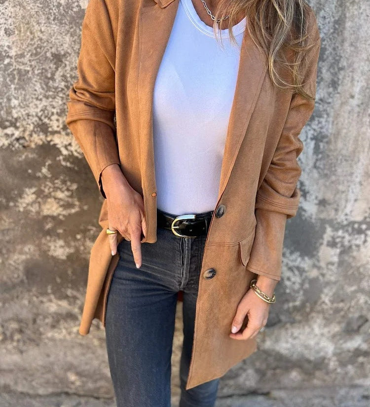 Maribelle - Long Suede-Look Coat
