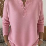 Helena | Pull en Tricot avec Boutons Henley
