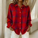 Sadie - Soft Red Plaid Cardigan