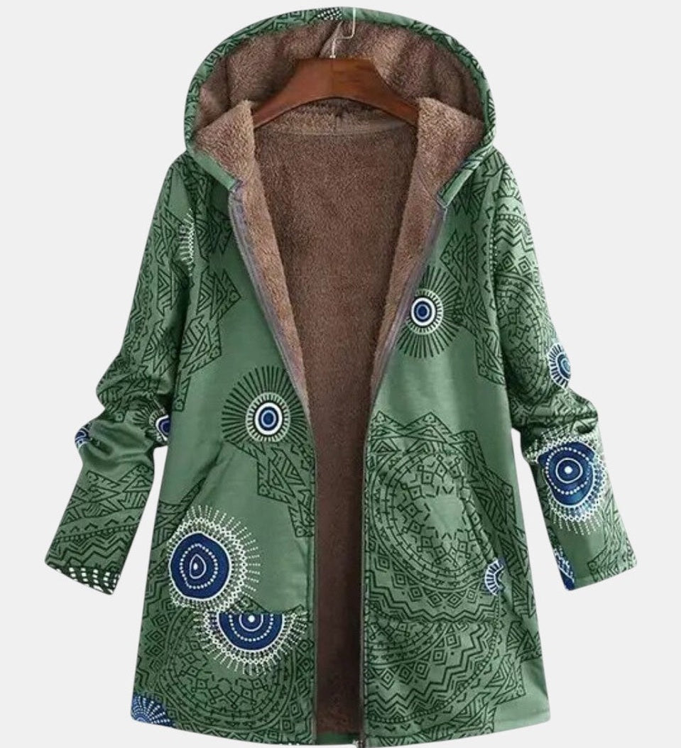 Adele - Sherpa Jacket with Ethnic Print