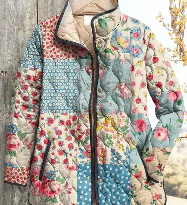 Bertha - Multicoloured Floral Patchwork Quilted Jacket