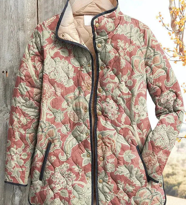 Iris - Light Dusty Rose Floral Quilted Jacket