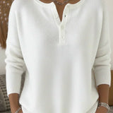 Helena | Pull en Tricot avec Boutons Henley
