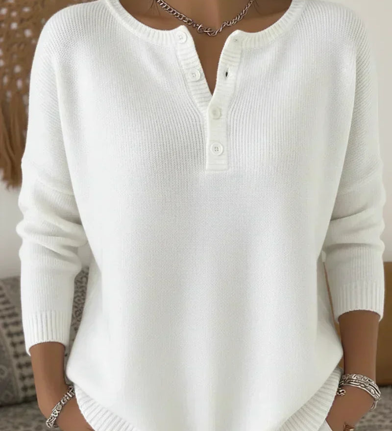Helena | Pull en Tricot avec Boutons Henley