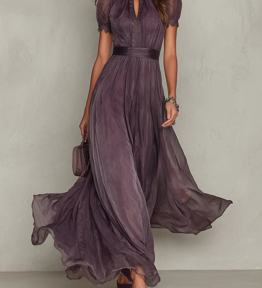 Ashley - Vintage Elegant Chiffon Maxi Dress
