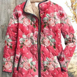 Aurora - Pink Floral Heart Quilted Jacket