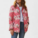 Aurora - Pink Floral Heart Quilted Jacket
