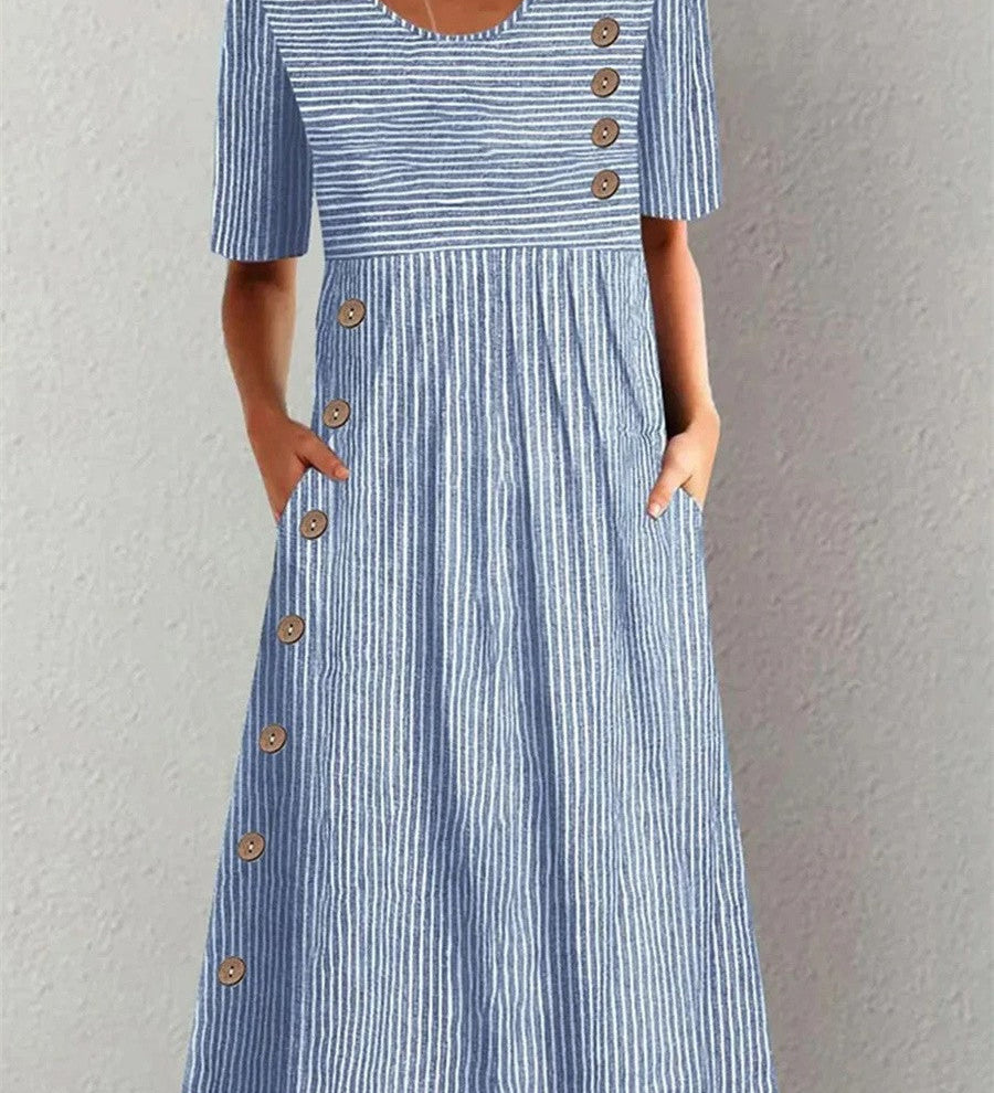 Aubrey - Elegant Striped Summer Midi Dress