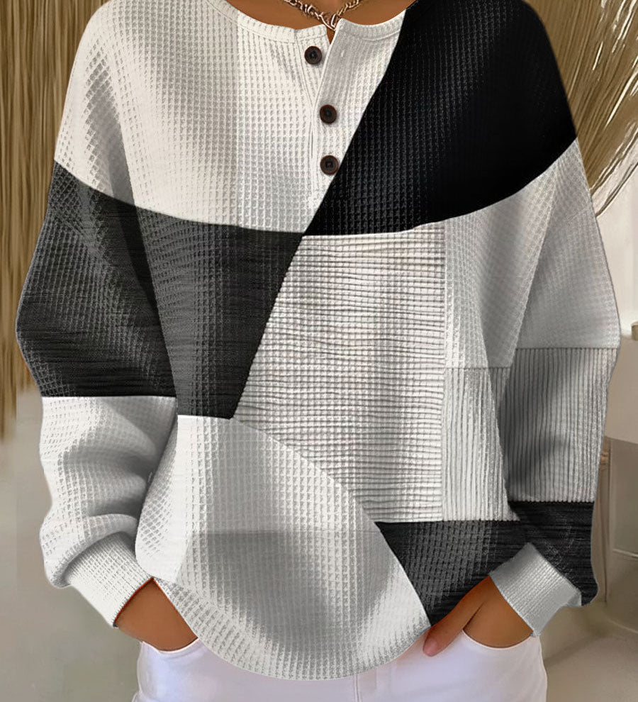 Eleanor - Black and White Patchwork Sweater