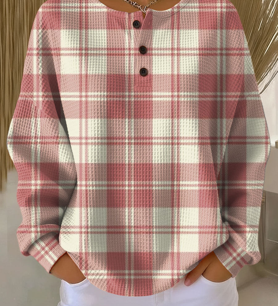 Emma - Blush Plaid Sweater