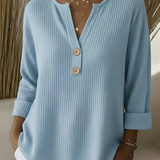 Lucía | T-shirt Henley à Texture Gofrée avec Boutons