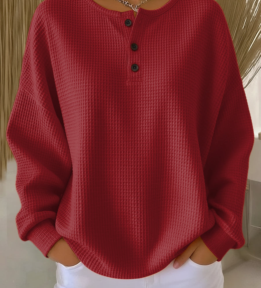 Helen - Solid Waffle Knit Sweater