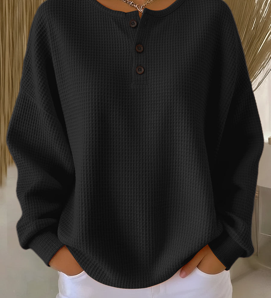 Helen - Solid Waffle Knit Sweater