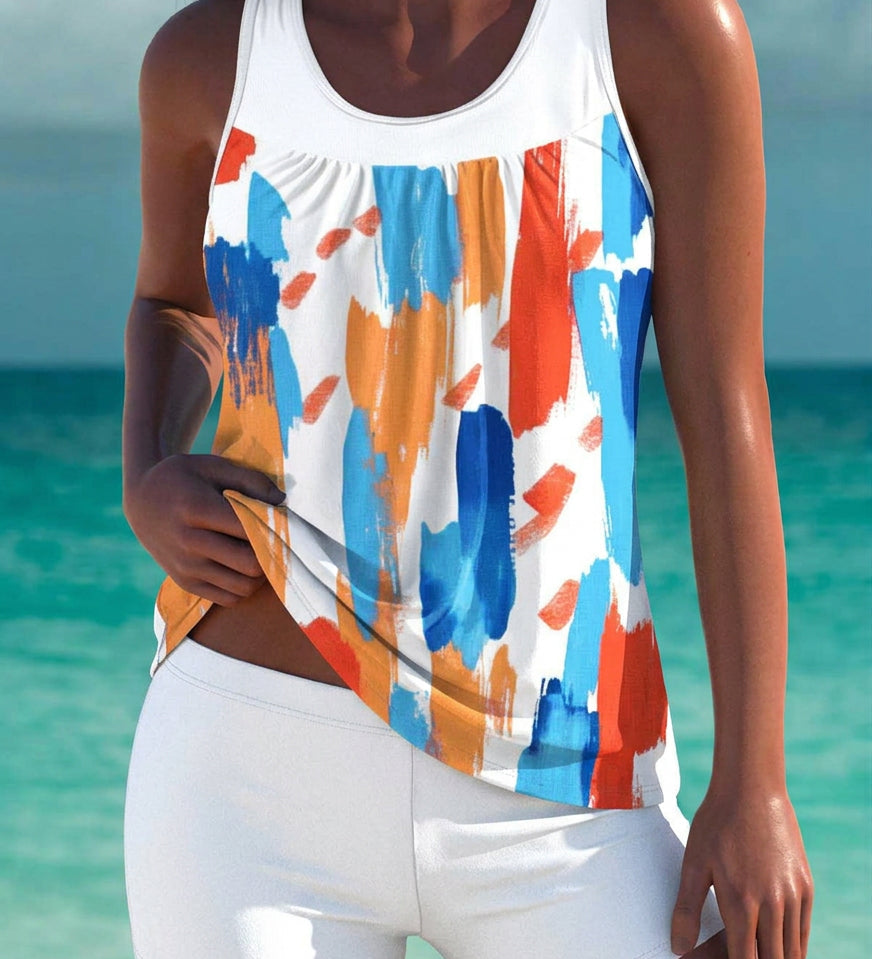 Trudy - Elegant tankini with tummy control effect and matching shorts