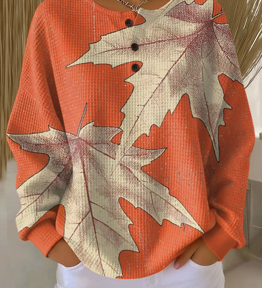 Marion - Orange Maple Leaf Sweater