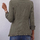 Faustine | Veste Utilitaire Brodée Fleurie Bohème